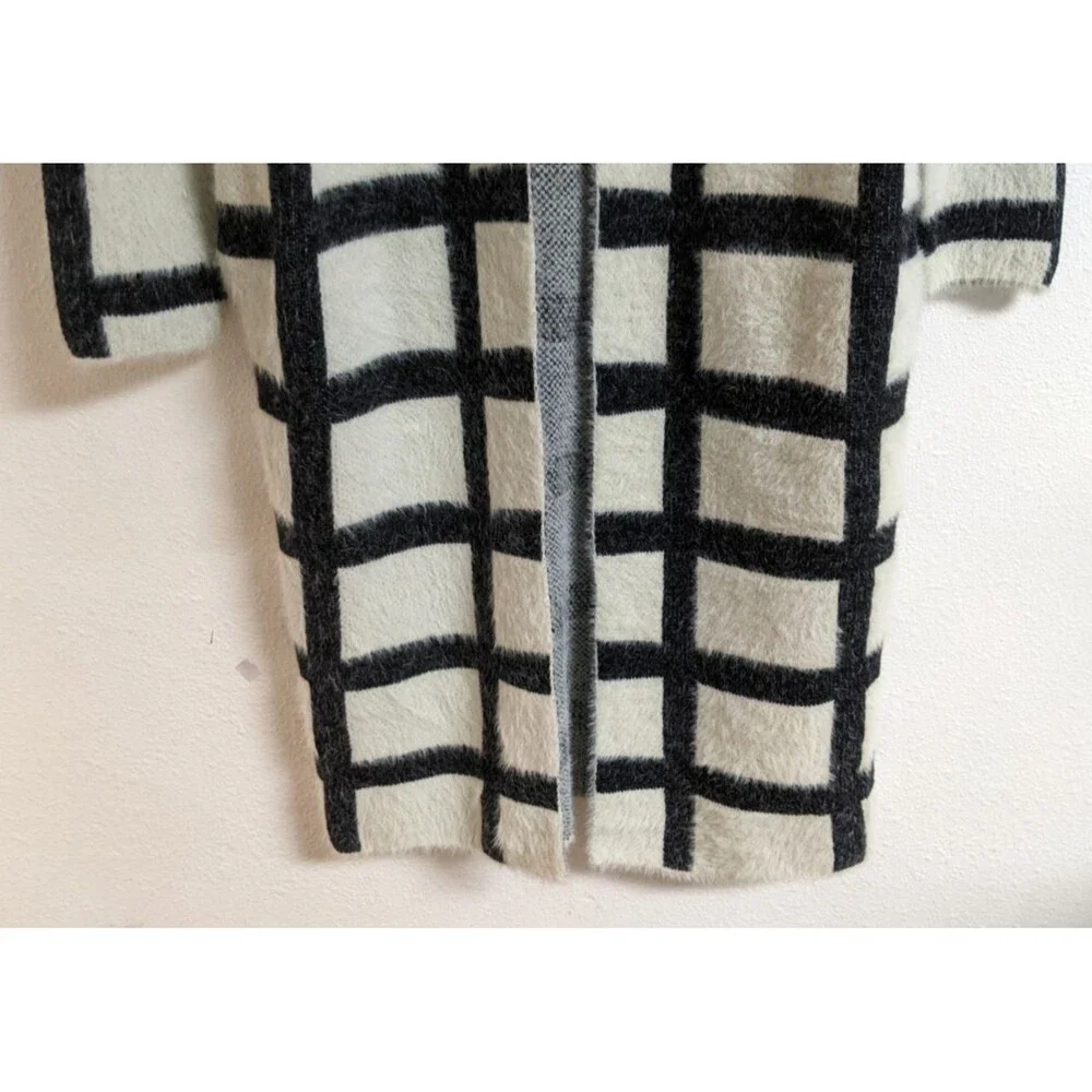 Women's Fashion Apparel & Accessories Black/White Long Duster Open Sweater S/M - Picture 4 of 9